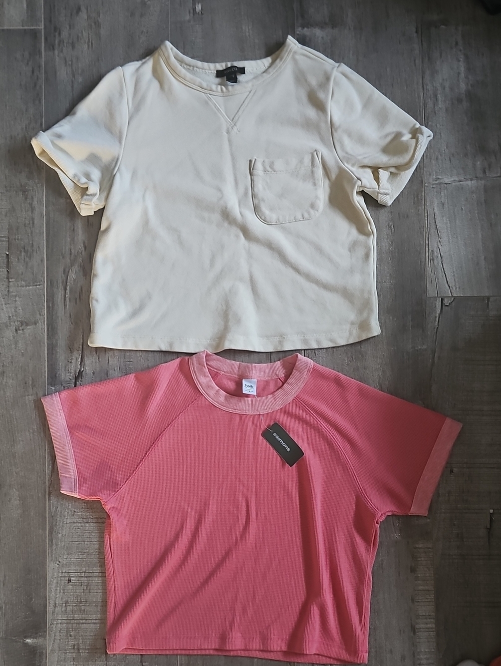 RW&CO. Yellow Pocket Terry Tee & Twik Pink Trim Tee Tops Lot x2 Size XS